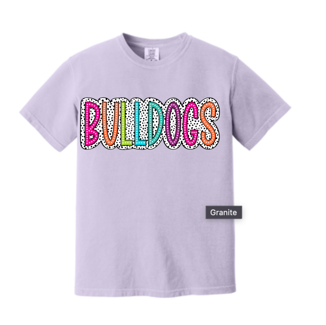 Pok A Dot Multicolored "Bulldogs" Comfort Color T-Shirt