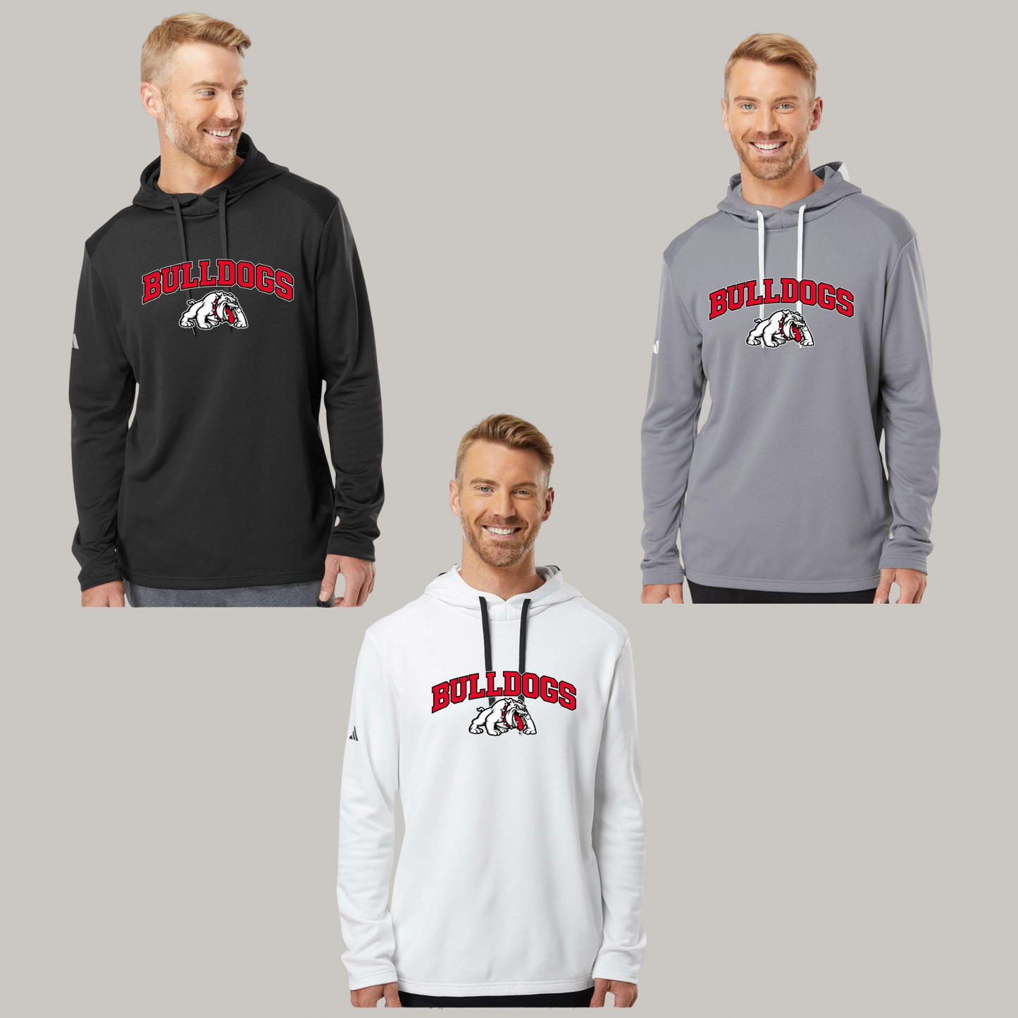 Men's Textured Mixed Media Midweight Hooded Sweatshirt - A530