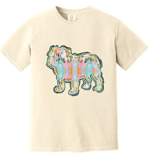 Short Sleeve Comfort Color Water Colored Bulldog Short Sleeve T-Shirt