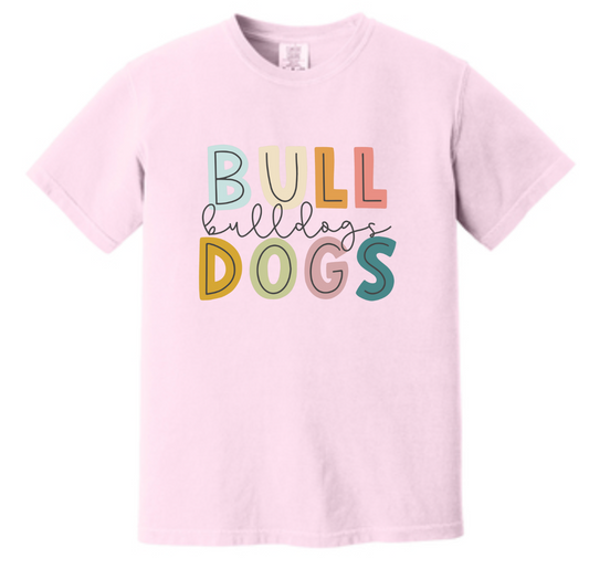 Pink Cursive "Bulldogs" Comfort Color T-Shirt