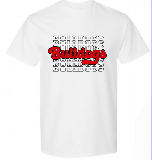 White Stacked "Bulldogs" Comfort Color T-Shirt