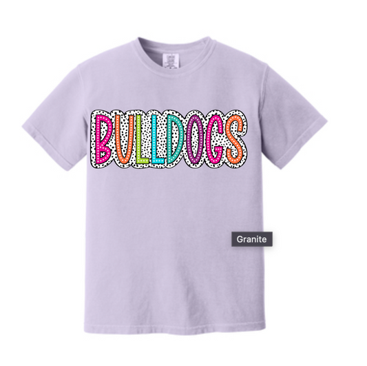 Pok A Dot Multicolored "Bulldogs" Comfort Color T-Shirt